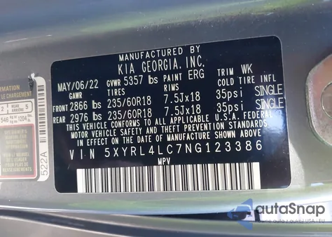 2022 Kia Sorento S from USA, damaged, VIN 5XYRL4LC7NG123386